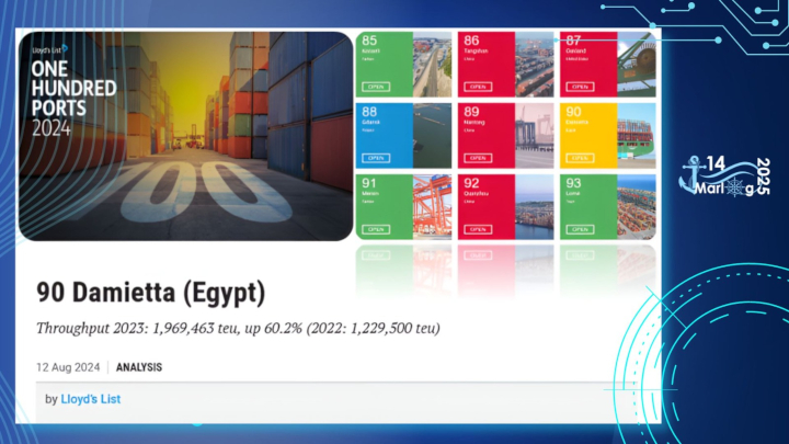 DAMIETTA CONTAINER TERMINAL on the list of the top 100 container ports in the world for the year 2024!